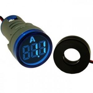 DMS-214, Цифровой LED амперметр AC 0-100А, AD16-22AM, синий, установка на панель в отв d=22мм