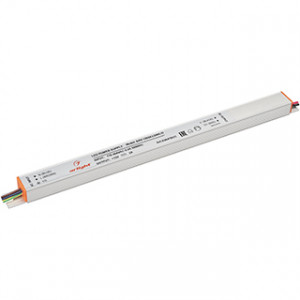 Блок питания ARV-12024-LONG-D (12V, 2A, 24W) 026418(1), Источник напряжения с гальванической развязкой для светодиодных изделий. Входное напряжение 200-240 VAC. Выходные параметры: 12 В, 2 А, 24 Вт. Встроенный PFC >0,5. Негерметичный алюминиевый корпус IP 20. Габаритные размеры длина 288 мм, ширина 18 мм, высо
