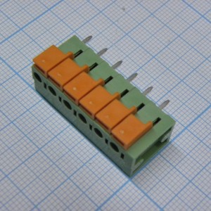 DG142V-5.08-06P-14-00A(H), Нажимной безвинтовой клеммный блок 6 контактов. Зажим типа торцевой контакт. Серия DG142V-5.08