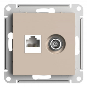 Розетка компьютерная + телевизионная 2-м AtlasDesign RJ45 кат.5E песочн. SE ATN001289
