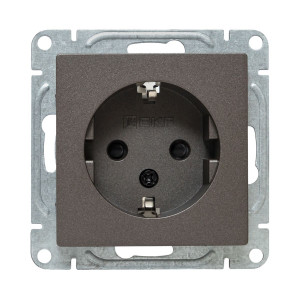 Механизм розетки, 16А, с заземлением, без шторок, мокко Эпика EKF UP1-SOM-110