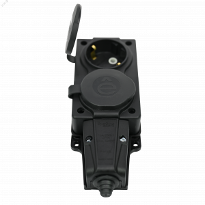 Колодка MultiSet 2х розетка 2К+З 16А/250В IP44 каучуковая черн. SE MST4102BK