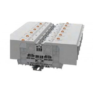 Болтовая клемма BS8-GY, Болтовая клемма, М8, схема: болт - болт, тип фиксации провода: болтовой, номинальное сечение: 8 мм кв., 192A, 1000V, ширина: 29 мм, цвет: серый, тип монтажа: DIN35, с защитными крышками