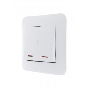 Выключатель 2-кл. 1п СП Karina 10А IP20 с подсветкой механизм бел. 707-0288-112