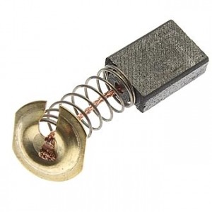 BRUSH 5X11X16 SPRING, Щетка графитовая для электродвигателя, медный провод на пружине, контакт латунь