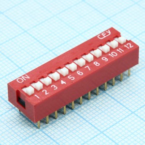 DS1040-12RN, DIP переключатель12 групп красный