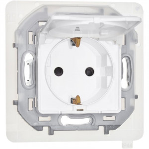 Розетка 1-м СП Inspiria 16А IP44 250В 2P+E защ. шторки с крышкой немецк. стандарт механизм бел. Leg 673740