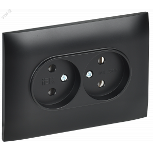 SKANDY Розетка 2-местная без заземления без защитных шторок 10А в сборе SK-R10Bl черный IEK SK-R20-10-K02-F