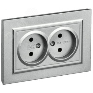 Розетка 2-м СП BRITE РС12-2-БрА 10А в сборе без заземл. без защ. шторок алюм. BR-R20-10-K47-F