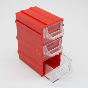 Бокс для р/дет К- 4 прозрачные/красные, Пластиковый контейнер для хранения крепежа, радиоэлектронных комплектующих, любых небольших деталей