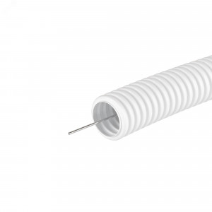 Труба ПЛЛ гибкая гофр. не содержит галогенов д.40мм, ПВ-0, с протяжкой,20м, цвет белый 81840
