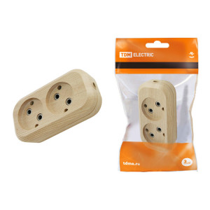 Колодка розеточная 2 гнезда 2П б/з 10А 250В "Эко" (сосна) SQ1806-0045