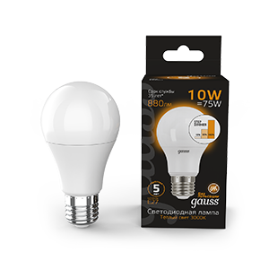 Лампа LED A60 10W E27 2700K step dimmable 1/10/50 102502110-S