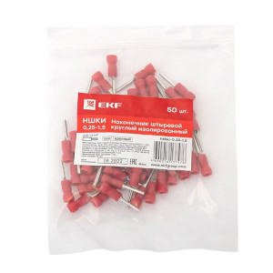 Наконечник штыревой круглый изолированный НШКИ 0.25-1.5 (уп 50шт) PROxima nshki-0.25-1.5
