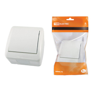 Выключатель 1-кл. открытой установки IP44 10А белый "Селигер" SQ1818-0001