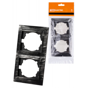 Рамка 2-х постовая вертикальная старинное серебро "Лама" SQ1815-0683