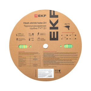 Термоусаживаемая трубка ТУТ нг 10/5 жел-зел рулон PROxima tut-10-yg