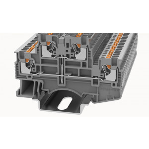 Этажная клемма DSKK1.5-PV-01P-11-00Z(H), Этажная клемма, 2 этажа, межэтажное соединение, тип фиксации провода: Push-in, номинальное сечение: 1.5 мм кв., 17,5A, 500V, ширина: 3,5 мм, цвет: серый, тип монтажа: DIN35