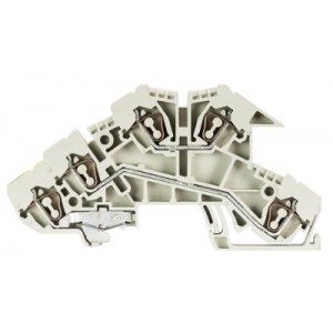 Этажная клемма WKIF 2,5 D-D-SL, Этажная клемма, 3 этажа, L-L-PE, нижний ряд с заземлением, тип фиксации провода: пружинный, номинальное сечение: 2,5 мм кв., 24A, 400V, ширина: 5 мм, цвет: серый, тип монтажа: DIN35