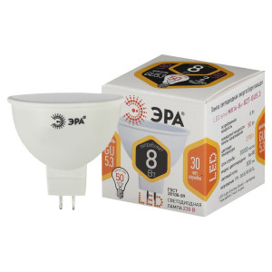 Лампочка светодиодная ЭРА STD LED MR16-8W-827-GU5.3 GU5.3 8 Вт софит теплый белый свет(кр.1шт) [Б0057002]