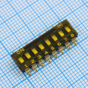 DS1040-02-08SBWR, DIP-переключатель SMD-монтаж, 8 позиций, шаг 2,54, с утопленным движком