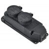Колодка удлинителя 2-м 16А IP44 с защ. крышкой каучук черн. ERK20-016-02-44-K02-G
