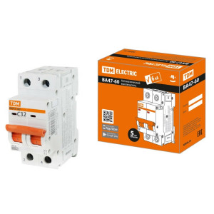 Автоматический выключатель ВА47-60 2Р 32А 6кА х-ка С SQ0223-0096