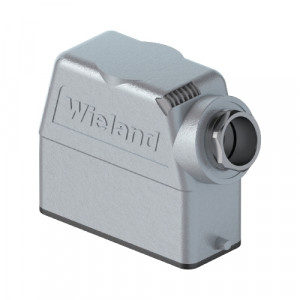 Крышка разъема 76.350.2528.0, Крышка разъема на кабель, типоразмер 16A, с уплотнителем, 1 кабельный ввод PG16, IP54, с боковым расположением, без защелок (упоры для двух защелок), материал корпуса: алюминиевый сплав