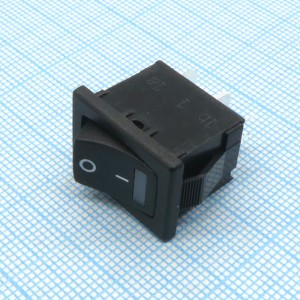 R19A-02IBBBTR-G, Выключатель клавишный 6А 250В ON-OFF 4 Pin -черный- c красной LED подсветкой