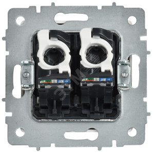 BRITE Розетка компьютерная двойная кат.5E RJ45 РК10-2-БрАБ арктический белый IEK BR-K20-1-K91