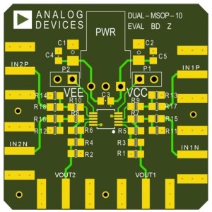 EVAL-HSAMP-2RMZ-10, Средства разработки интегральных схем (ИС) усилителей Dual High Speed Eval Board 10 lead MSOP