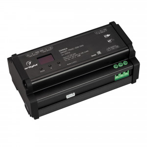 Диммер SMART-TRIAC-DIM-DIN (230V, 6A) 033761, Диммер для одноцветных источников света (TRIAC). Питание/рабочее напряжение 100-240VDC, выходной ток 6А, выходная мощность для ламп накаливания - 1440Вт, для LED - 720Вт . Корпус - PVC, Led экран. Габариты 168х93.5х63 мм.