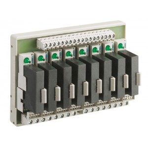 Колодка реле M-PB 8 SG, Держатель модуля для 8 твердотельных реле, вход с управлением отрицат. напряжением, выход с управлением положит./отрицат. напряжением, держатели модулей поставляются без твердотельных реле и без слаботочных предохранителей, с винтовой фиксацией провода, с