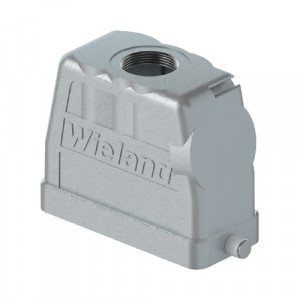 Крышка разъема BAS GOT GI 24HM32 A1, Крышка разъема на кабель, типоразмер 24B, высокое исполнение, без уплотнителя, 1 отверстие с резьбой для кабельных вводов M32x1,5, с верхним расположением, без защелки (упоры под одну защелку), материал корпуса: алюминиевый сплав