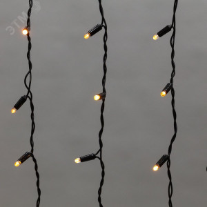 Гирлянда Айсикл (бахрома) светодиодный, 4,8 х 0,6 м, черный провод, 230 В, диоды желтые, 176 LED 255-131