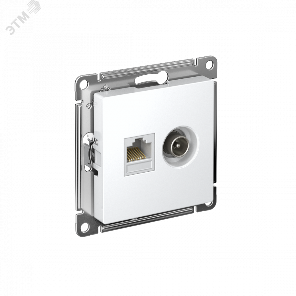 Изображение товара Розетка компьютерная и телевизионная AtlasDesign SE ATN000189 с двумя постами белая