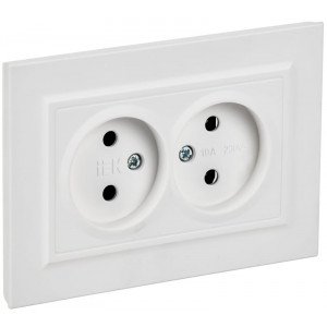 BRITE Розетка 2-местная без заземления без защитных шторок 10А в сборе РС12-2-БрАБ арктический белый IEK BR-R20-10-K91-F
