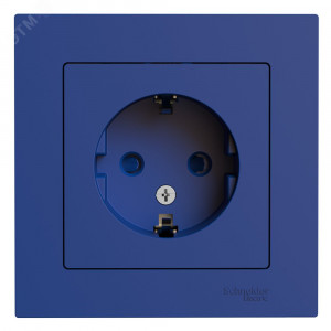 ATLASDESIGN РОЗЕТКА с заземлением со шторками, 16А, в сборе, АКВАМАРИН ATN001144