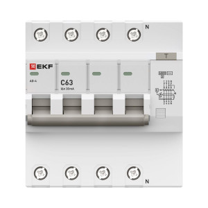 Дифференциальный автомат АД-4 63А/ 30мА (хар. C, AC, электронный) 4,5кА EKF PROxima