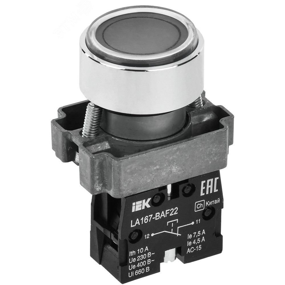 Изображение товара Кнопка LA167-BAF22 d=22мм черная для встраиваемого монтажа