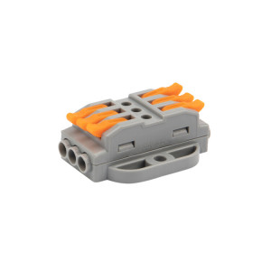 Клемма СМК 222-423P проходная 3 полюса, с монтажной площадкой (0,08-4 мм2), серая 07-6263