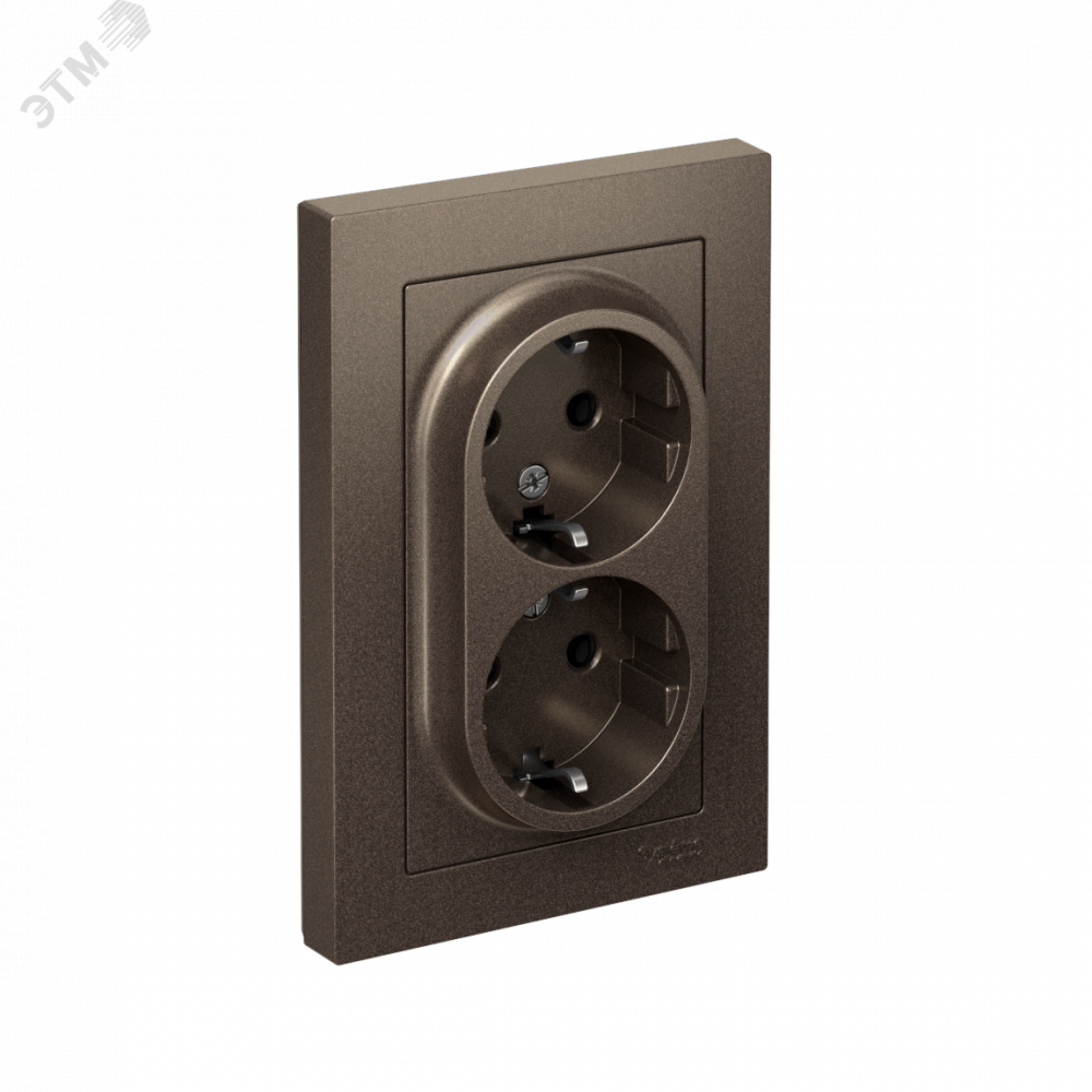 Изображение товара Розетка 2-м СП AtlasDesign 16А IP20 с заземлением коричневый