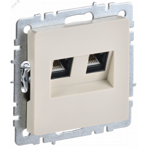 BRITE Розетка двойная RJ11+RJ45 кат.5E РК/Т12-БрКр бежевый BR-KT20-O-1-K10