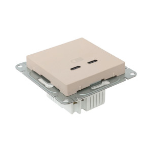Механизм розетки USB-C - 2шт, кремовый Эпика EKF UP1-SOI-2USBC