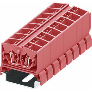 Проходная клемма (MINI) 254389, Проходная клемма, MINI, верхний подвод кабеля, 4 точки подключения, тип фиксации провода: пружинный, номинальное сечение: 2,5 мм кв., 24A, 800V, ширина: 10 мм, цвет: розовый, тип монтажа: DIN35