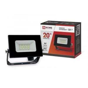 Прожектор светодиодный СДО-7 20Вт 6500К IP65 1800лм 230В черн. 4690612034614