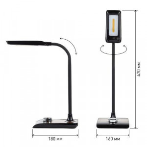 Светильник NLED-473-10W-BK настол. черн. с деревом ЭРА Б0033305