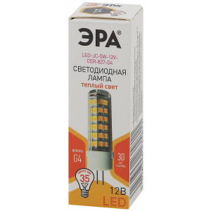 Лампочка светодиодная STD LED JC-5W-12V-CER-827-G4 G4 5Вт керамика капсула теплый белый свет Б0049087