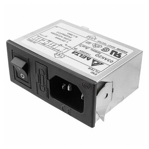 03AK2D, Модули подачи электропитания переменного тока Power Entry Module EMI Filter, 115/250VAC, 3A, Snap-In Mounting, N/A-Lug, DIP Switch