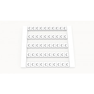 Маркировка (в кассетах) DEK5-50P-19-99Z(H), Кассета с маркировочными шильдиками, для клемм сечением 2,5 мм.кв., боковая, 50 шильдиков, нанесенные символы: C, с вертикальным расположением, размер шильдика: 4,8 x 5,5 мм, цвет: белый